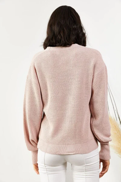 Women's Powder Button Knitted Cardigan HRK-19000097 - 4