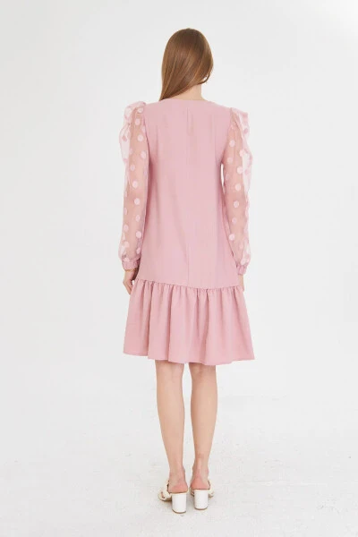 Women's Powder Dress with Tulle Sleeves and Ruffled Bottom ARM-25 - 5