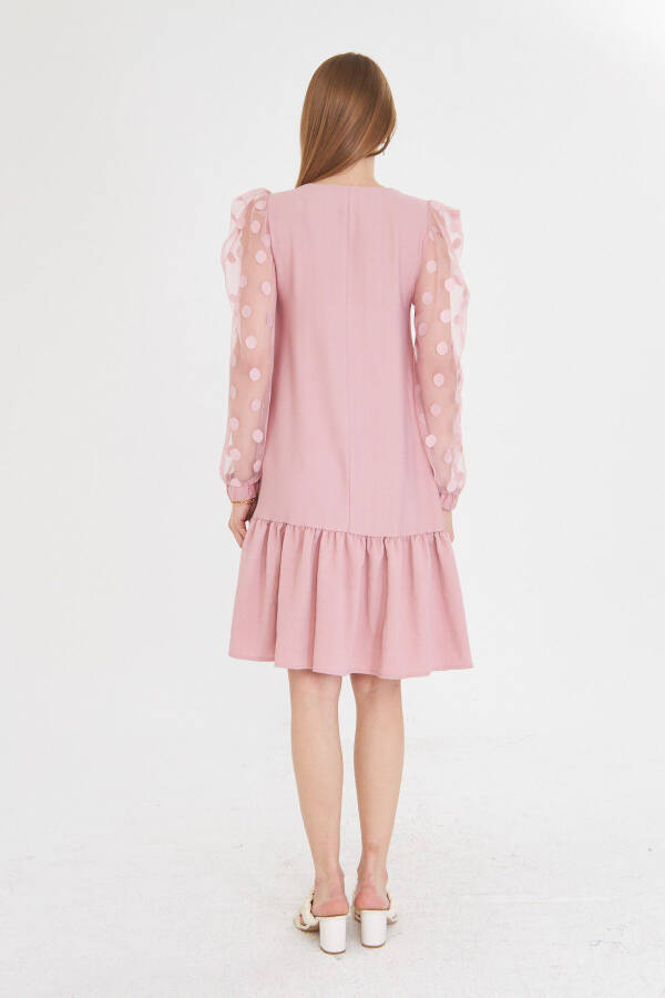 Women's Powder Dress with Tulle Sleeves and Ruffled Bottom ARM-25 - 5