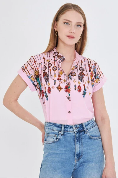 Women's Powder Judge Collar Short Sleeve Shirt ARM-25Y00 - 3