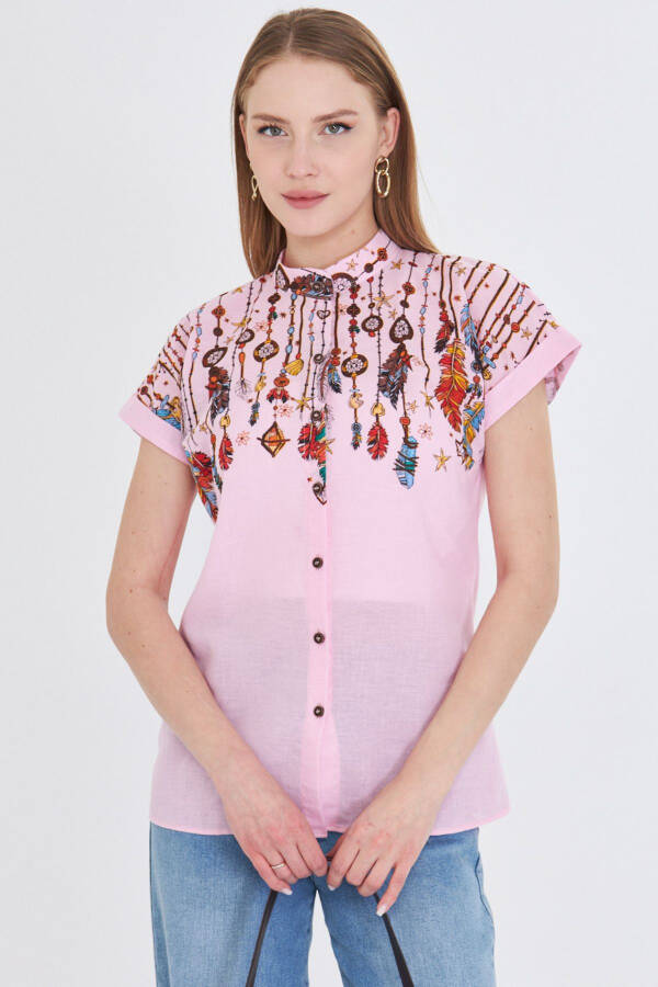 Women's Powder Judge Collar Short Sleeve Shirt ARM-25Y00 - 4