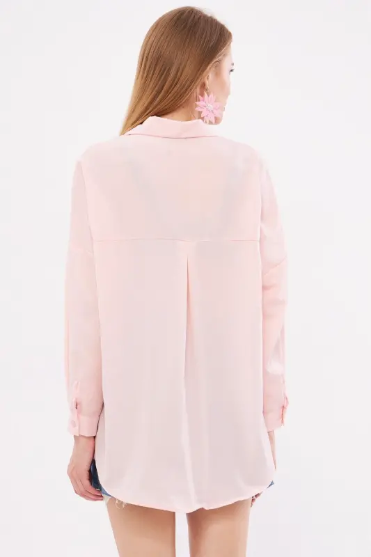 Women's Powder Oversize Long Basic Shirt ARM-22Y001118 - 5