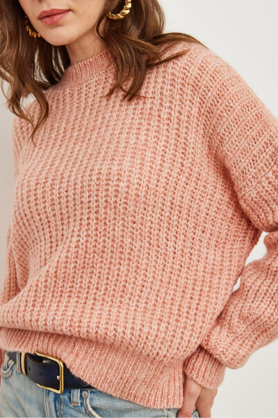 Women's Powder Thick Knit Thistle Balloon Sleeve Tricot Sweater KZK-19000863 - 6