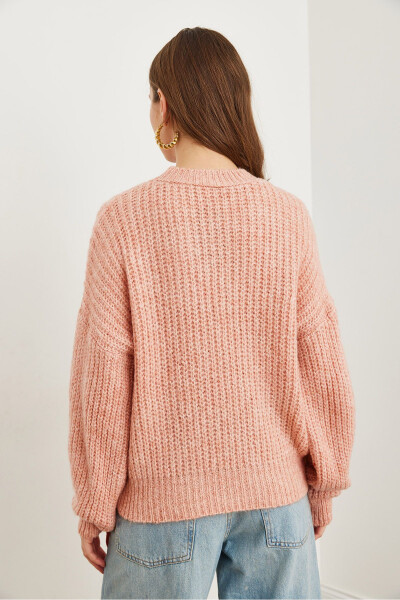 Women's Powder Thick Knit Thistle Balloon Sleeve Tricot Sweater KZK-19000863 - 7