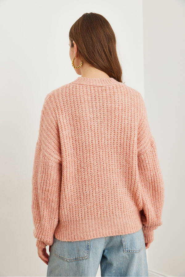 Women's Powder Thick Knit Thistle Balloon Sleeve Tricot Sweater KZK-19000863 - 7