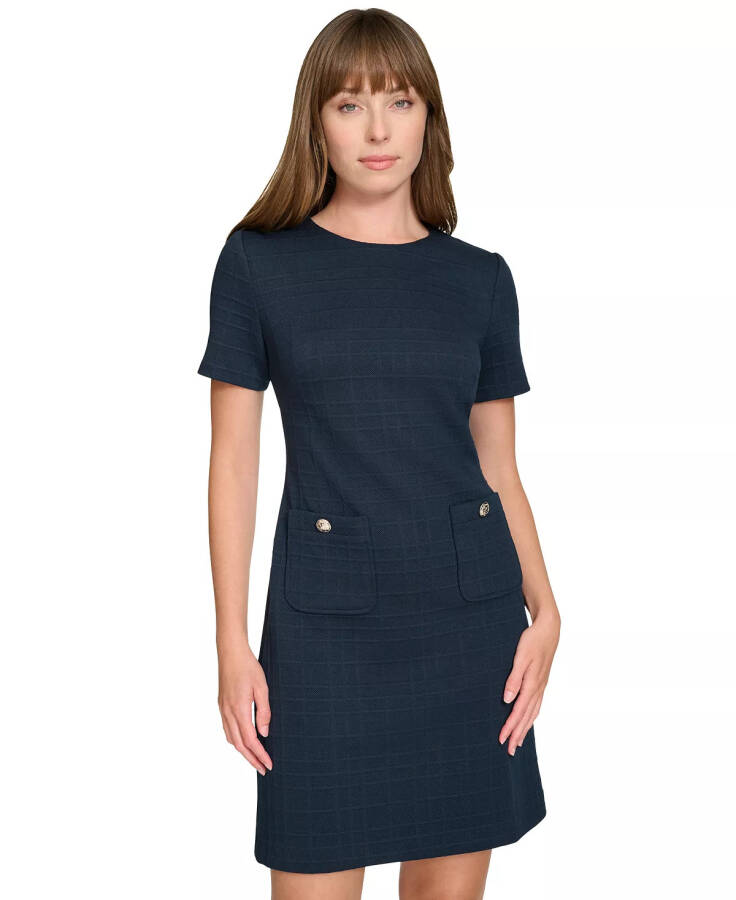 Women's Power-Grid Round-Neck Shift Dress Sky Captain - 3