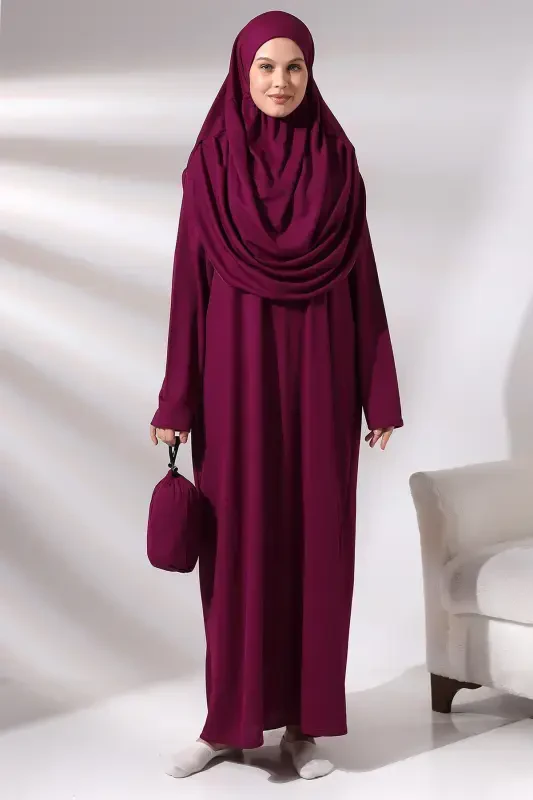 Women's Prayer Dress One Piece Fuchsia-Fuchsia - İHVAN