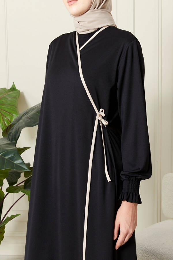 Women's Prayer Dress with Sleeve Details, Cross Collar, Bracelet, and Side Tie - 6