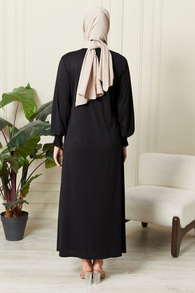 Women's Prayer Dress with Sleeve Details, Cross Collar, Bracelet, and Side Tie - 7