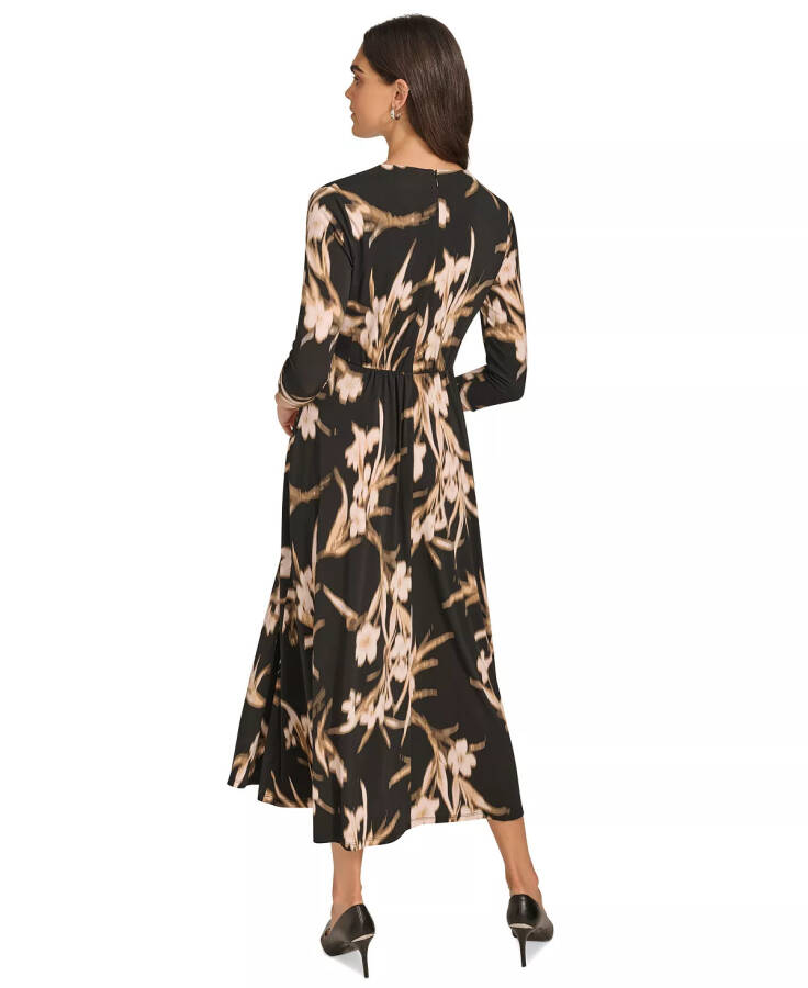 Women's Printed 3/4-Sleeve Midi Dress Black Oyster Multi - 2