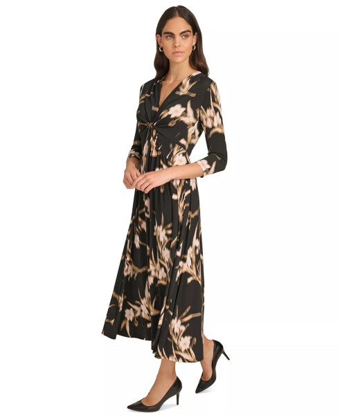 Women's Printed 3/4-Sleeve Midi Dress Black Oyster Multi - 4