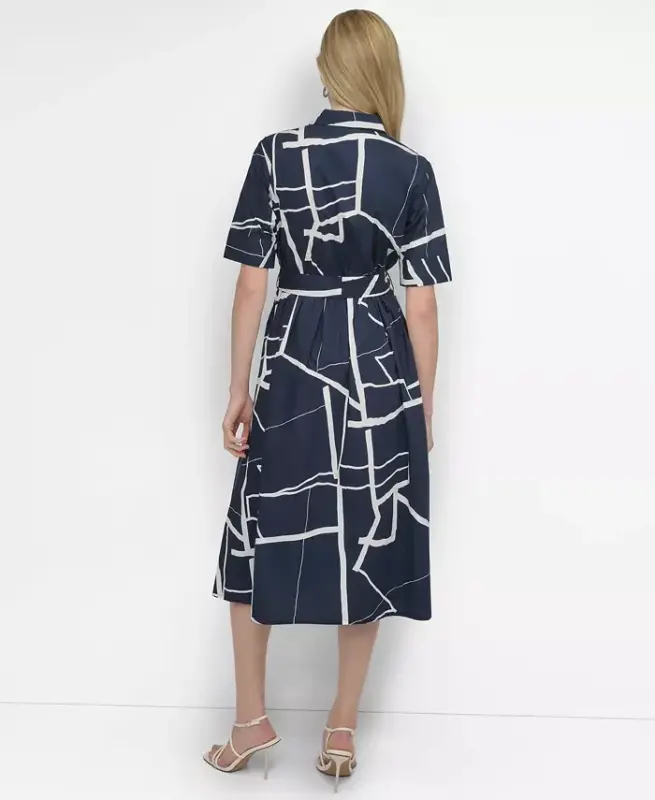 Women's Printed Cotton Shirt Dress - 3