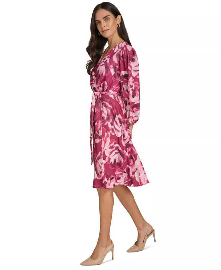 Women's Printed Faux-Wrap A-Line Dress Mulberry Multi - 2