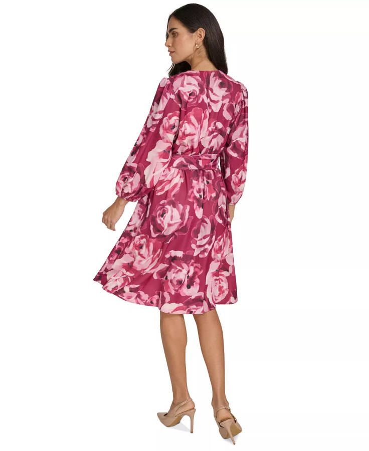 Women's Printed Faux-Wrap A-Line Dress Mulberry Multi - 5