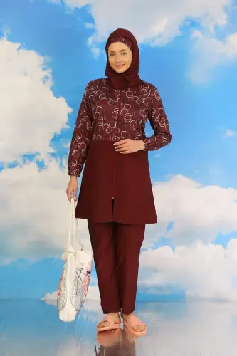 Women's Printed Full Cover Swimsuit - BÜYÜKBEDENIZ (1)