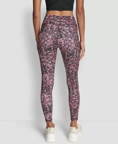 Women's Printed High-Waist 7/8 Tights - Chameleon Festive Pink - 4