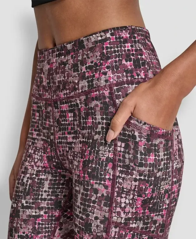 Women's Printed High-Waist 7/8 Tights - Chameleon Festive Pink - 5