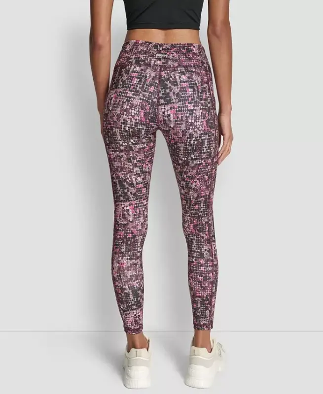 Women's Printed High-Waist 7/8 Tights - Chameleon Festive Pink - 4