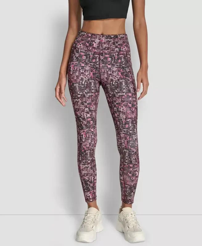 Women's Printed High-Waist 7/8 Tights - Chameleon Festive Pink - 1