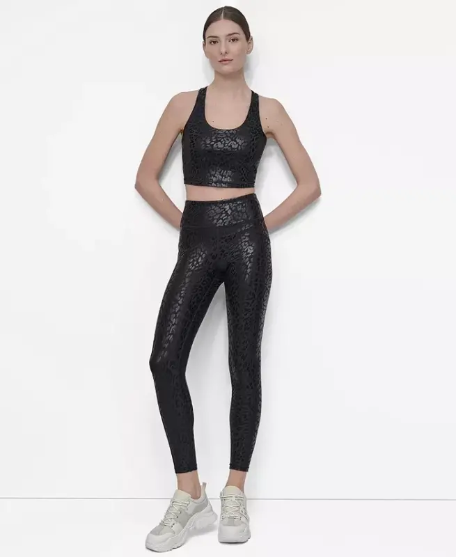 Women's Printed High-Waist 7/8 Tights - Night Cat Black - 4