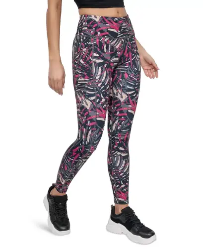 Women's Printed High-Waist 7/8 Tights-Tropics Wild Berry - 3