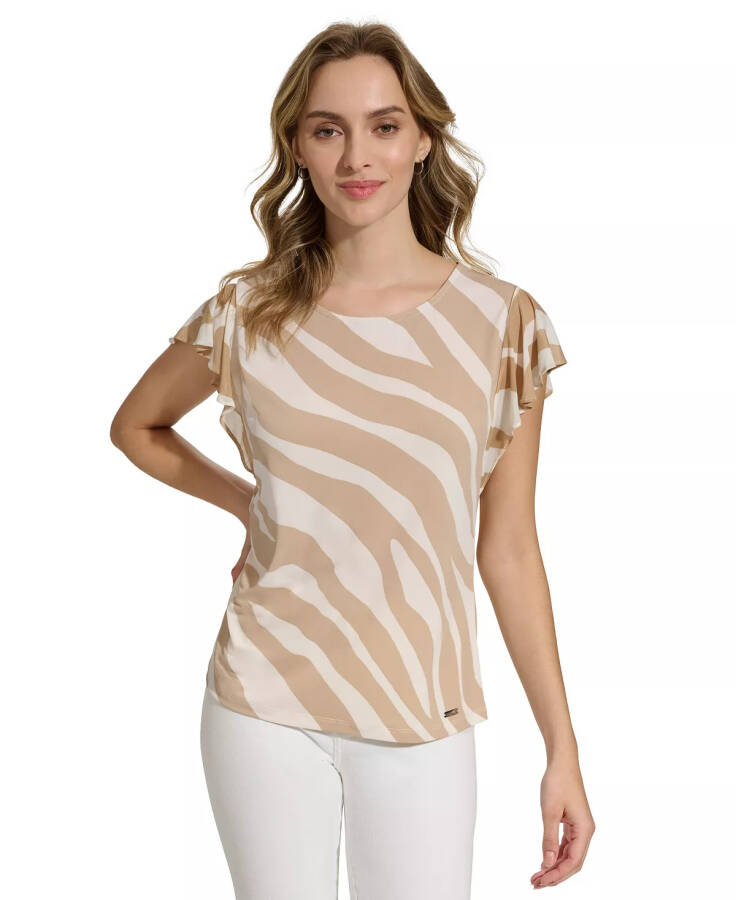 Women's Printed Mesh Sleeve Top Nomad/Pristine - 5