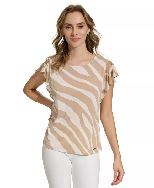 Women's Printed Mesh Sleeve Top Nomad/Pristine - 1