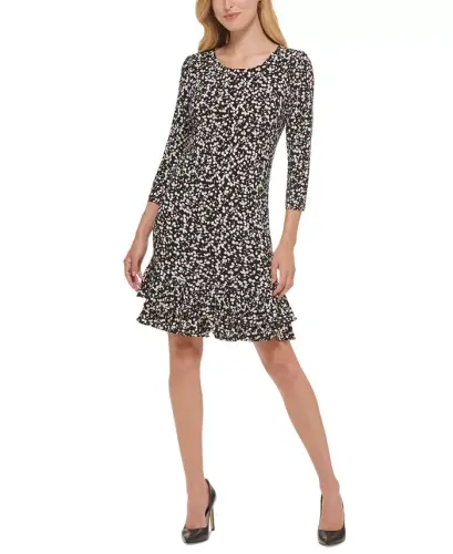 Women's Printed Shift Dress-Black,whitecap - 1