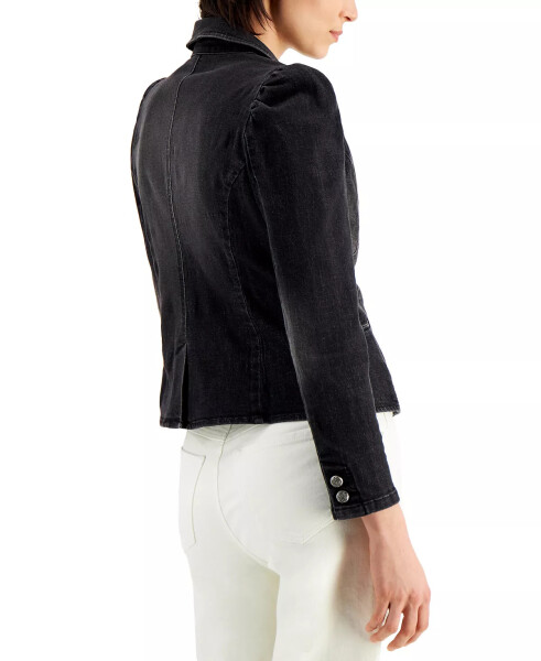 Women's Puff-Sleeve Blazer, Created for Modazone Deep Black - 2