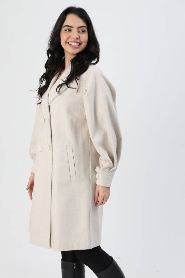 Women's Puff Sleeve Printed Coat - 4