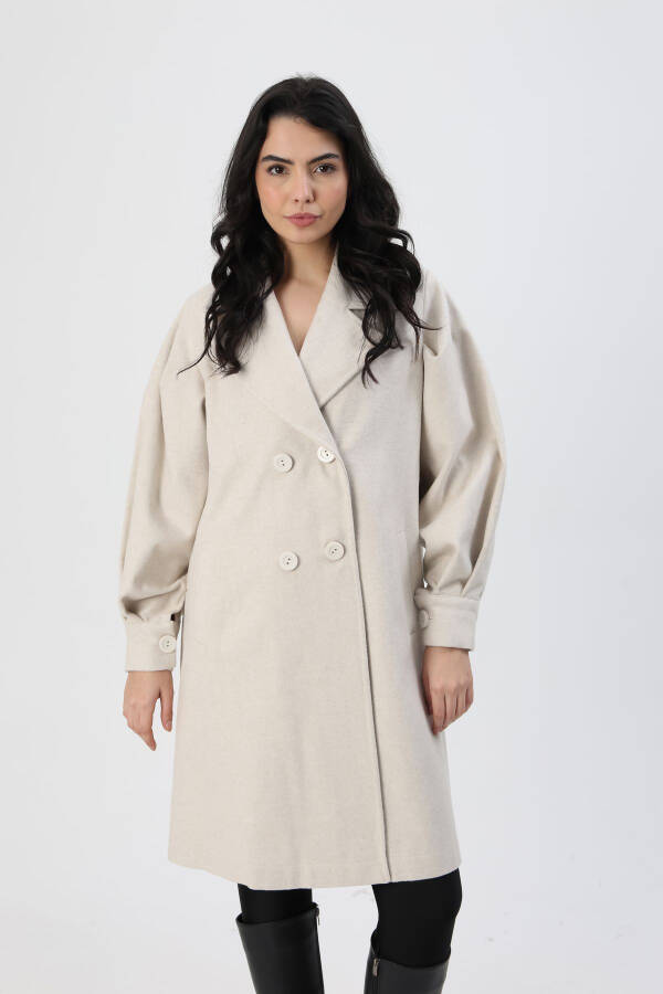 Women's Puff Sleeve Printed Coat - 5