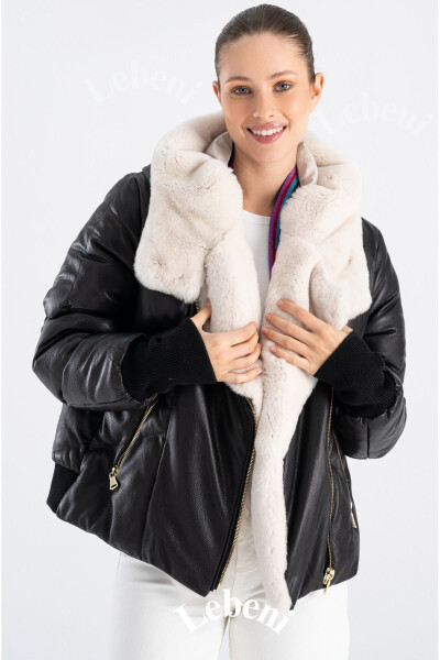 Women's Puffer Jacket - Winter Furry Hooded Jacket - 6