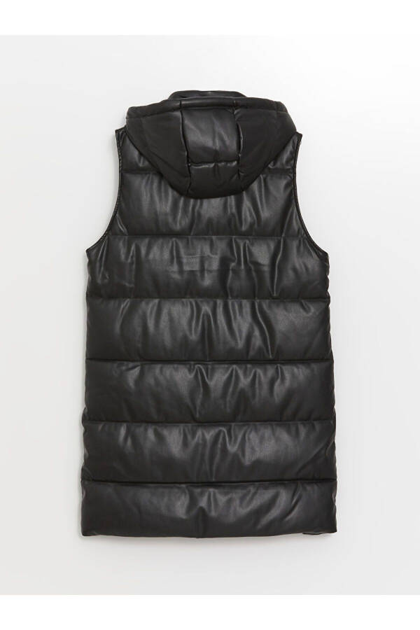 Women's Puffer Vest with Leather Look - 6