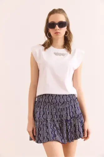 Women's Purple Patchwork Shorts Soft Touch Flexible Mini - 2