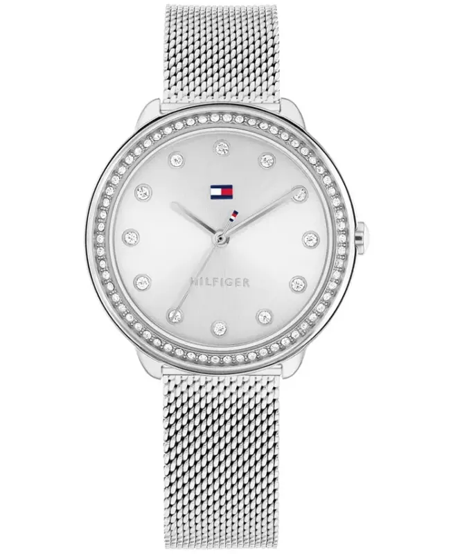Women's Quartz Silver-Tone Stainless Steel Mesh Watch 32mm - TOMMY HILFIGER