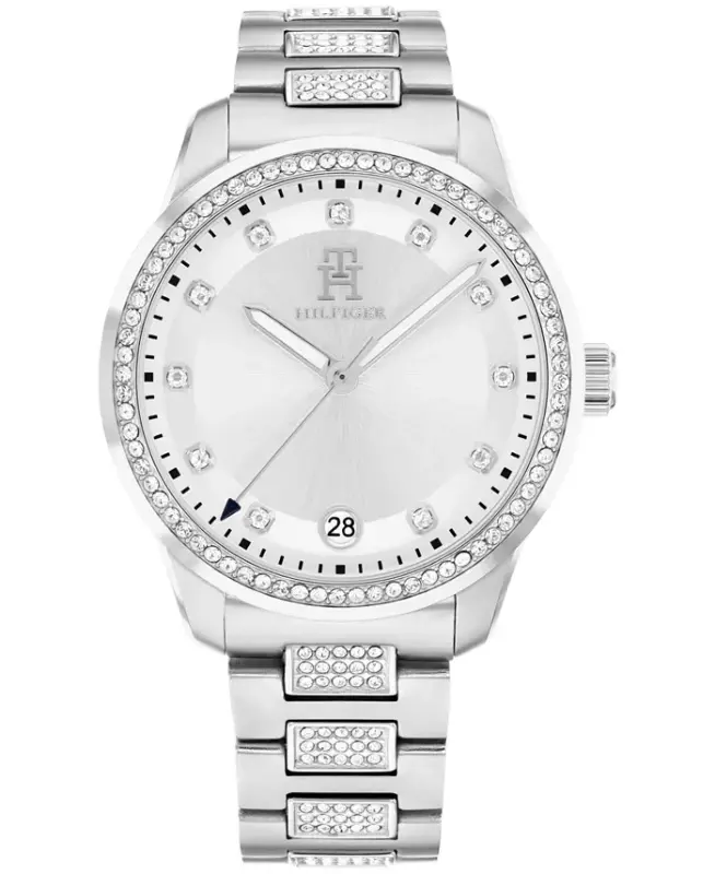 Women's Quartz Silver-Tone Stainless Steel with Crystals Bracelet Watch 36mm - 3