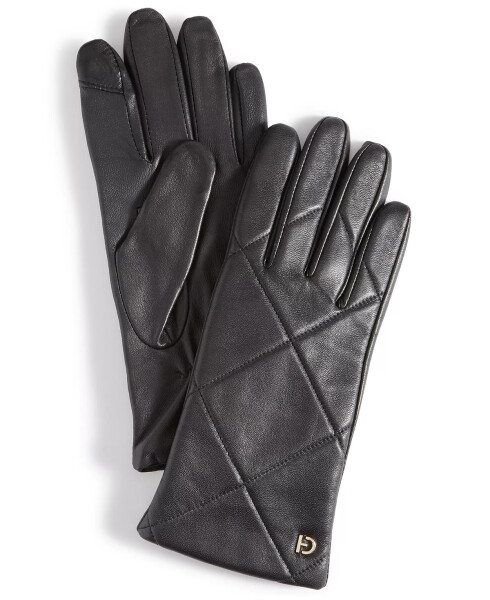 Women's Quilted Leather Gloves Black - 1