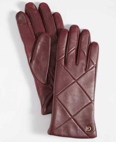 Women's Quilted Leather Gloves Pinot - 1