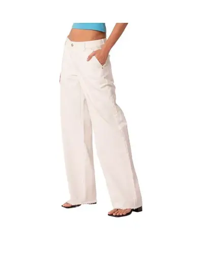 Women's Raw Hem Low Rise Straight Denim Jeans - 2