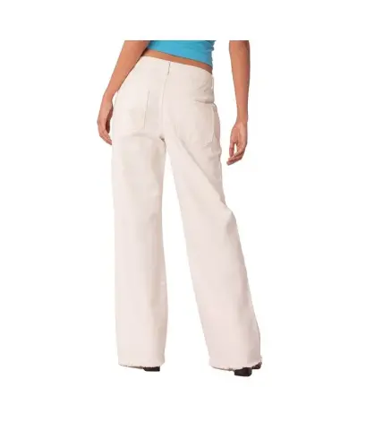 Women's Raw Hem Low Rise Straight Denim Jeans - 3