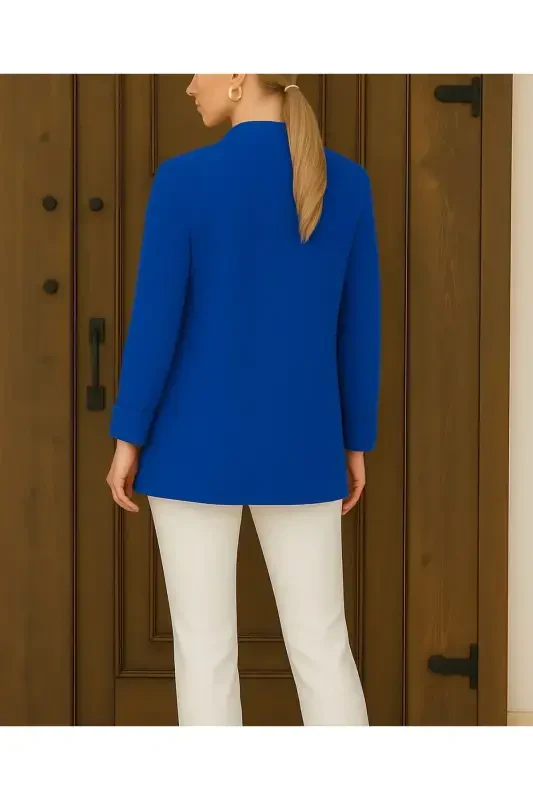 Women's Ready-to-Wear Sax Blue Jacket-Blue - 2