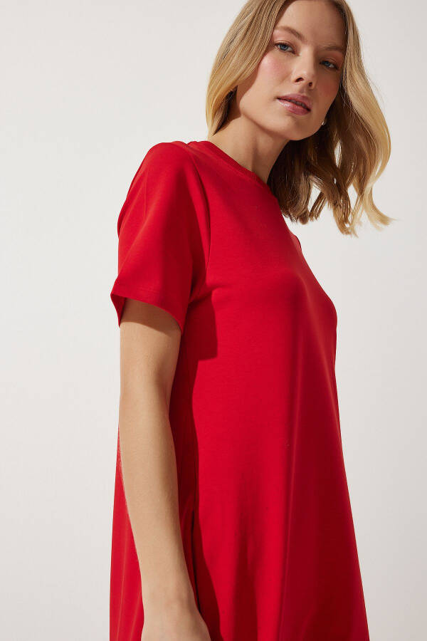 Women's Red A-Cut Summer Knit Dress UB00060 - 5