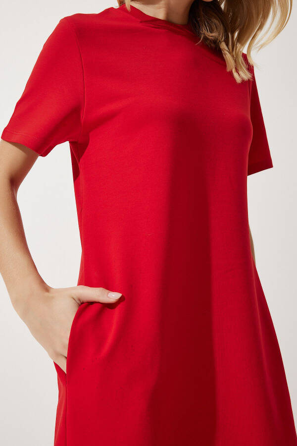 Women's Red A-Cut Summer Knit Dress UB00060 - 6