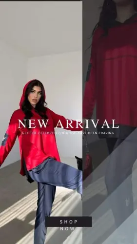 Women's Red Hooded Skirt Hem Detail Crest Reverse Stitch Appearance Two Piece Set - 19