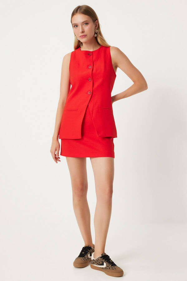 Women's Red Mini Woven Skirt FN03240 - 1