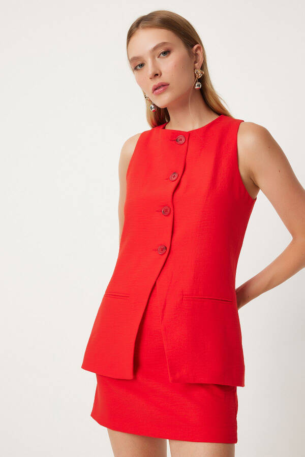 Women's Red Mini Woven Skirt FN03240 - 3