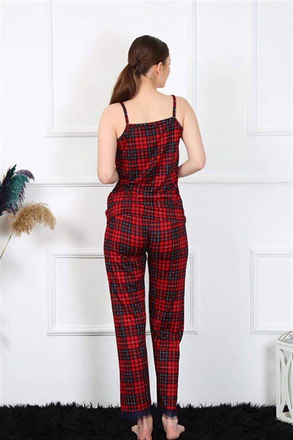 Women's Red Plaid Spaghetti Strap Pajama Set 4135 - 8