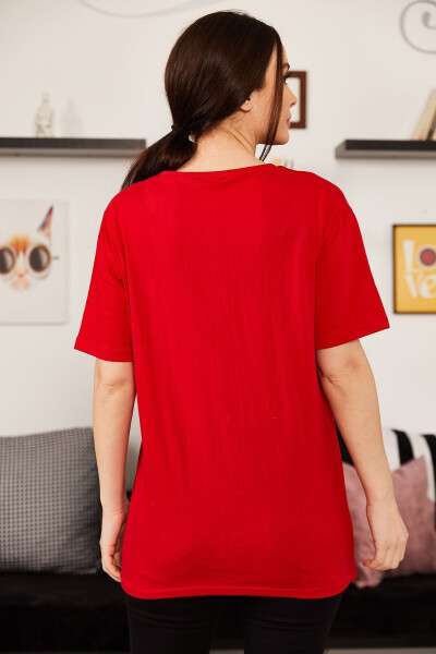 Women's Red Saturn Printed T-Shirt ARM-20Y012007 - 3