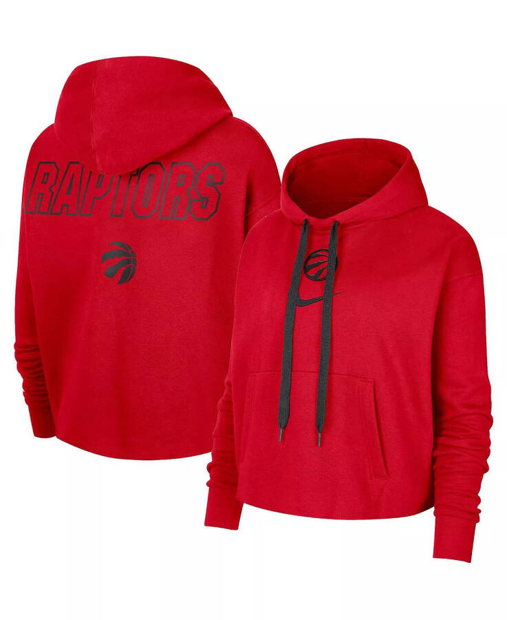 Women's Red Toronto Raptors Courtside Cropped Pullover Hoodie Red - 1