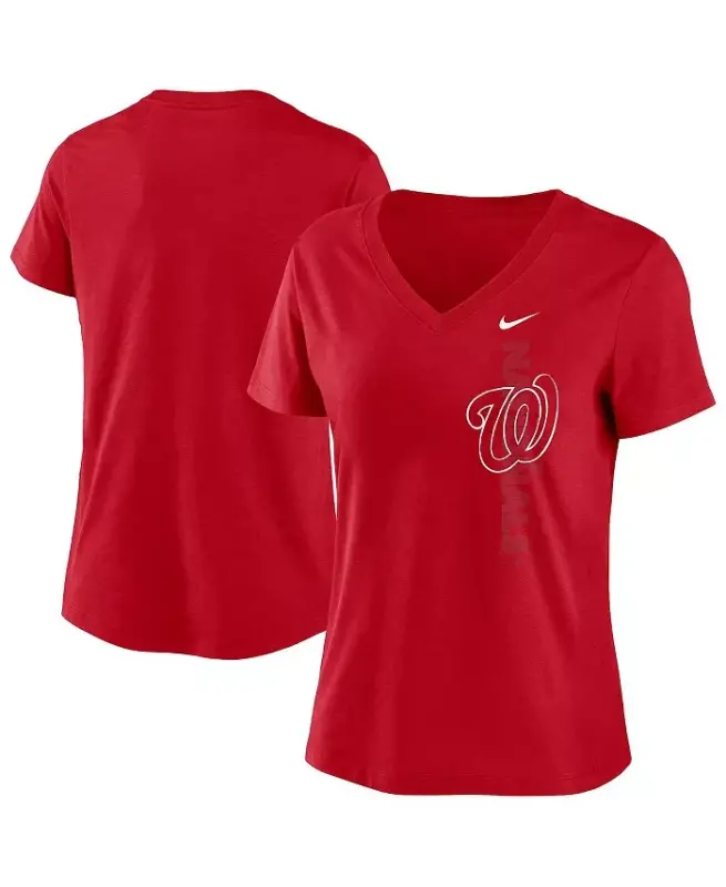 Women's Red Washington Nationals Local Team Tri-Blend V-Neck T-Shirt - Red - NIKE